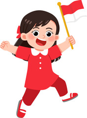 Cute Girl Celebrating Indonesian Independence Day