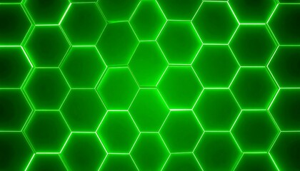 Glowing green hexagonal pattern, abstract background