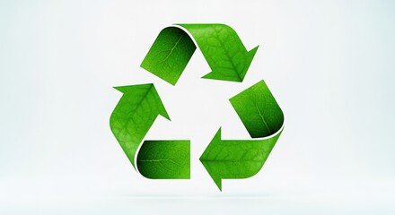 Obraz premium Recycling Symbol Made of Green Leaves, Environmental Conservation and Sustainability Concept on White Background