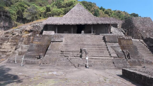 Malinalco, Mexico. Famous, ancient aztec Cuauhcalli Temple monolith. 