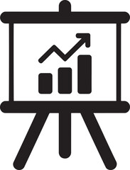 Presentation Board with Upward Trending Bar Graph Icon on Transparent Background for Business