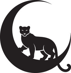 Silhouette of a Panther on a Crescent Moon A Symbol of Mystery and Nighttime Prowess