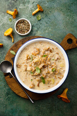 Homemade chanterelle stew with cream	