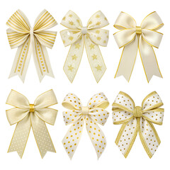 A colorful set of bows and ribbons for Christmas, birthday, and holiday gift decoration