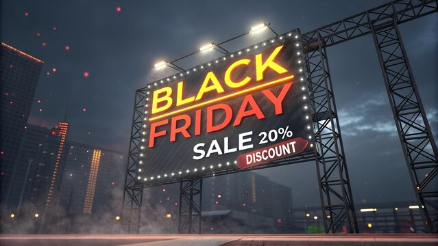  Black Friday graphic element. Black Friday sale 20% discount text animation motion graphics banner sign for promo video. Special offer discount tags business.