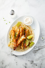 Shrimp skewers with fresh lime
