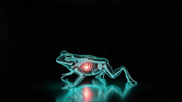 Analyzing Frog Anatomy in Holographic Projection on Dark Background