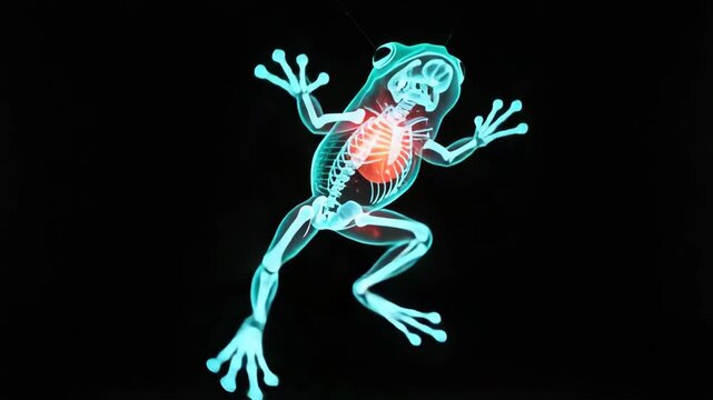 Animated Frog X-ray Showing Skeletal Structure and Internal Organs