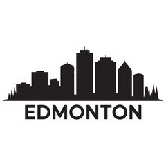 Fototapeta premium Edmonton skyline silhouette. Landscape Edmonton, Alberta. Vector illustration. Vector black silhouette. with white background.
