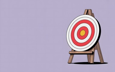 A Cartoon Target for a Game of Skill with Red and White Rings on a Wooden Stand Ready for Practice