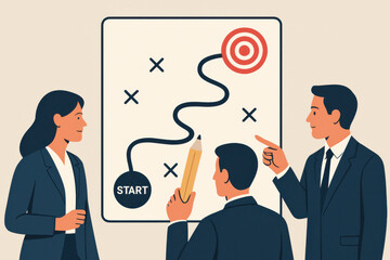 Strategic planning session with clear plan to reach target goal