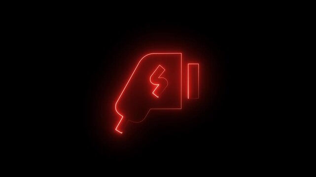Glowing Neon Car Charger Icon Animation . Glowing Neon EV Charger Animation.Electric Vehicle Charging Symbol with Futuristic Light Effects