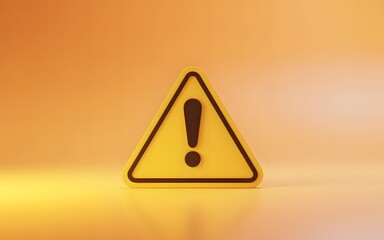 A Yellow Warning Sign with Black Exclamation Point Signifying Alertness and Caution Against Hazards in an Orange Hued Background