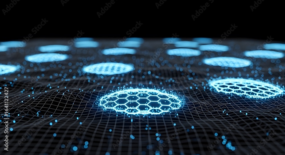 Poster futuristic data network grid, artificial intelligence, cyber security, blockchain technology, global