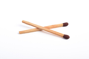 Wooden match isolated on white background