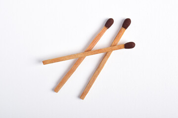 Wooden match isolated on white background