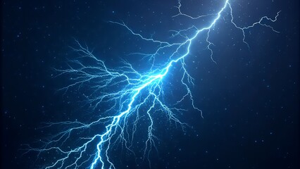 Blue lightning with dark background, 3d rendering.