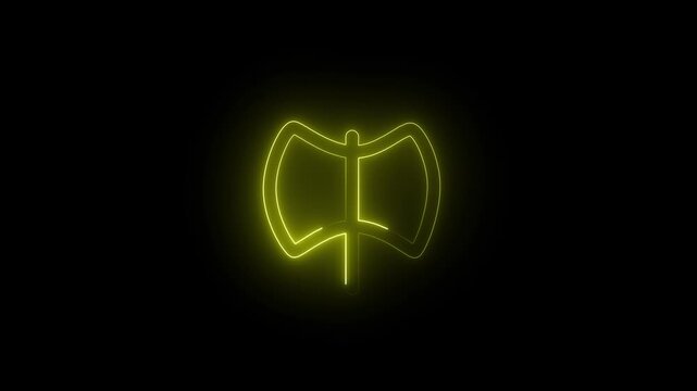 Glowing Neon Axe Icon Animation.Neon Axe Icon Loop Animation.Futuristic Glowing Weapon Symbol for Tech, Game UI, and Multimedia Design