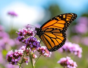 Monarch butterfly on purple flower