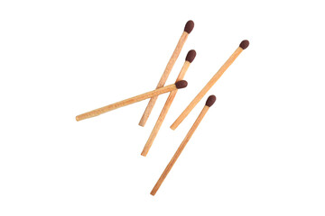 Wooden match isolated on white background. Piles of matchstick