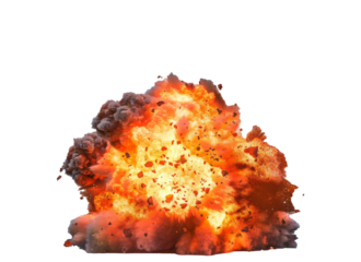 Massive explosion creates shockwaves and fiery debris in a controlled setting during a daytime event