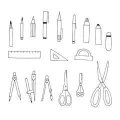 Stationery set of doodles hand drawing, vector illustration