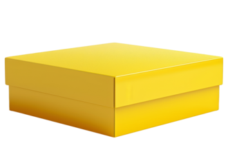 Bright yellow gift box placed elegantly on a clean surface during daylight hours
