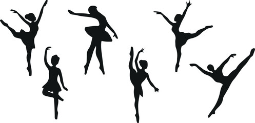 Ballet Dancer Silhouette Vector &ndash; Dance, Performance, Ballerina, Stage, Elegant, Movement, Female, Artistic, Classical, Pointe, Graceful, Costume, Graphic