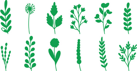 Herb and Plant Silhouette Vector Set – Parsley, Basil, Mint, Botanical, Leaves, Greenery, Culinary Herb, Cooking, Garden, Organic, Nature, Decorative, Graphic