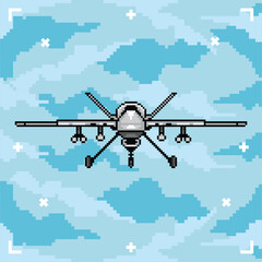 Pixel art military drone illustrations vector 
