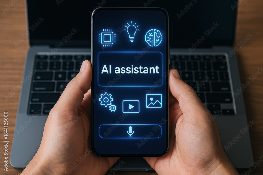 Poster ai assistant technology on smartphone screen
