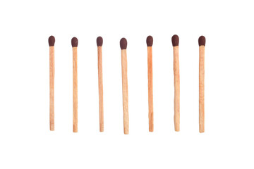 Set of wooden matches isolated on white background