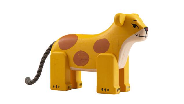 Handcrafted wooden toy lioness, a timeless piece for playful learning and adorable room decor