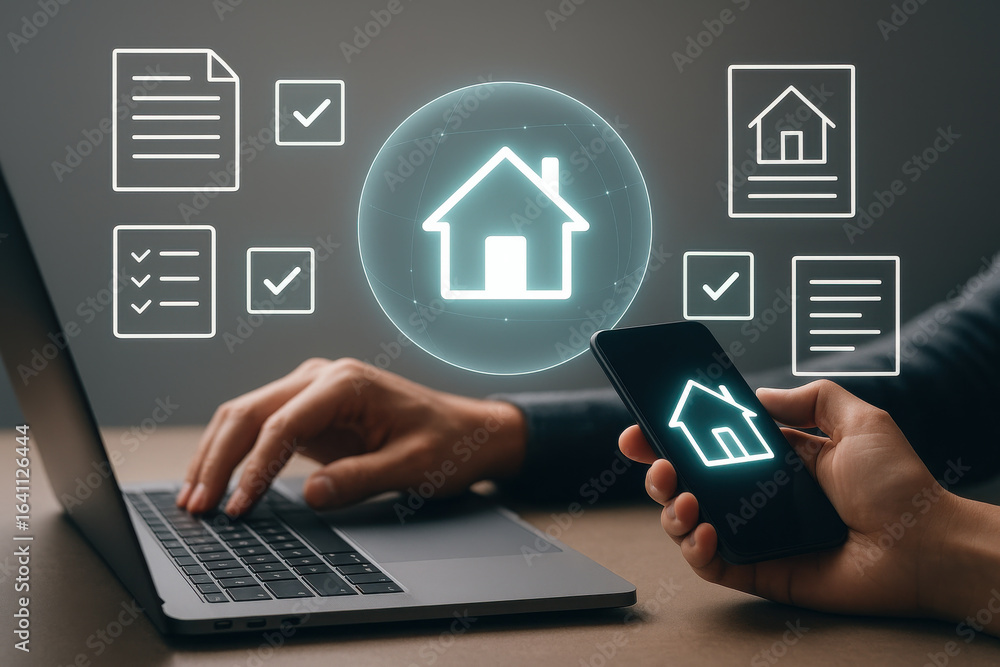 Poster digital technology enhances real estate management with documents and checklists displayed