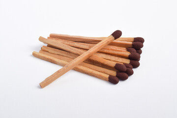 Pile of Wooden match isolated on white background