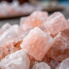 Macro photo of pink Himalayan salt crystals