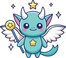 Spooky but Sweet Characters Cute Baby Dragon with Wings...