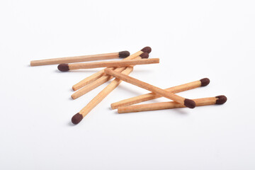 Pile of Wooden match isolated on white background