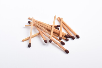 Pile of Wooden match isolated on white background