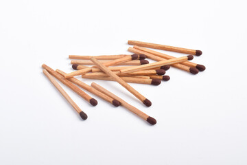 Pile of Wooden match isolated on white background