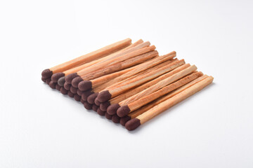 Pile of Wooden match isolated on white background