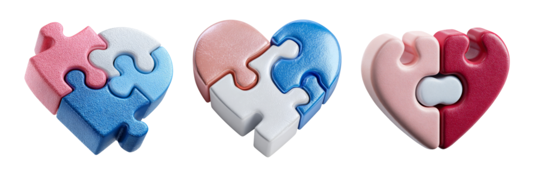 Colorful Heart Puzzle Pieces Representing Love and Connection