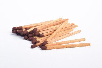 Pile of Wooden match isolated on white background