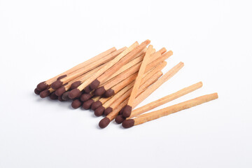 Pile of Wooden match isolated on white background