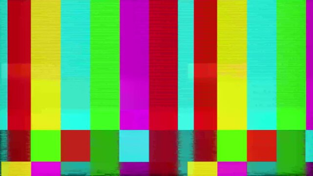 Colorful glitch error static television screen pattern