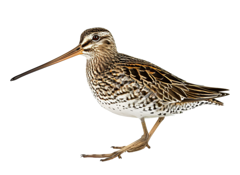 Sharp-billed bird in profile displaying intricate plumage patterns in a natural setting
