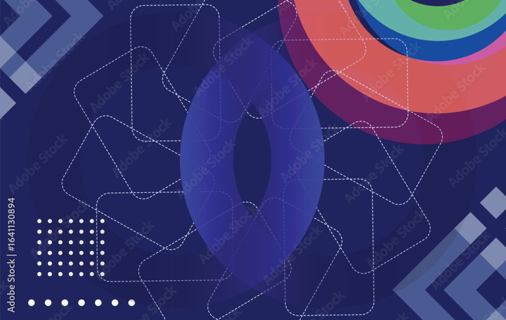 Poster abstract gradient background with various shapes on it