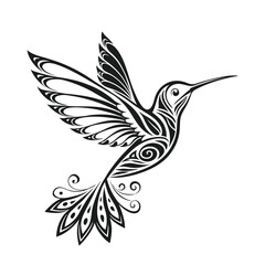Flying Hummingbird Silhouette Vector – Elegant Tropical Bird Black Icon Design