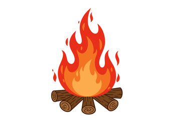 A cartoonstyle campfire with logs burning