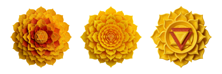 Intricate Yellow Floral Mandalas with Geometric Patterns in Layers